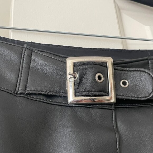 90s Belted Polyvinyl Miniskirt with Snap Buttons - Picture 3 of 5